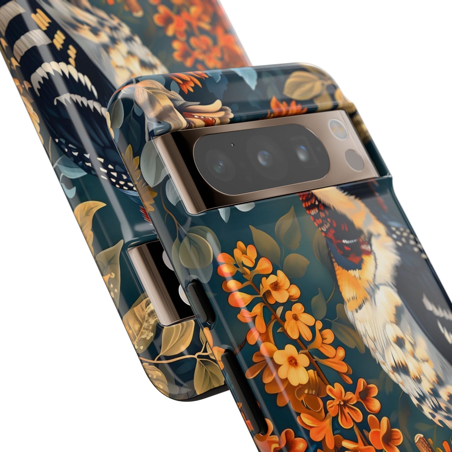 Tough Cases: Floral Bird Phone Case, Vintage Style Cover, Nature Lover Gift, Botanical Design, Spring Inspire Fashion