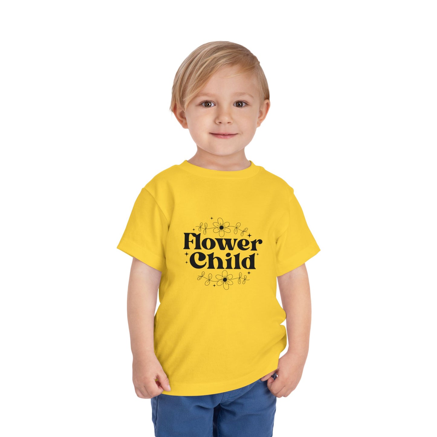 Toddler Tee - Retro Flower Child Sublimation Graphic - Cute Short Sleeve T-Shirt for Little Ones