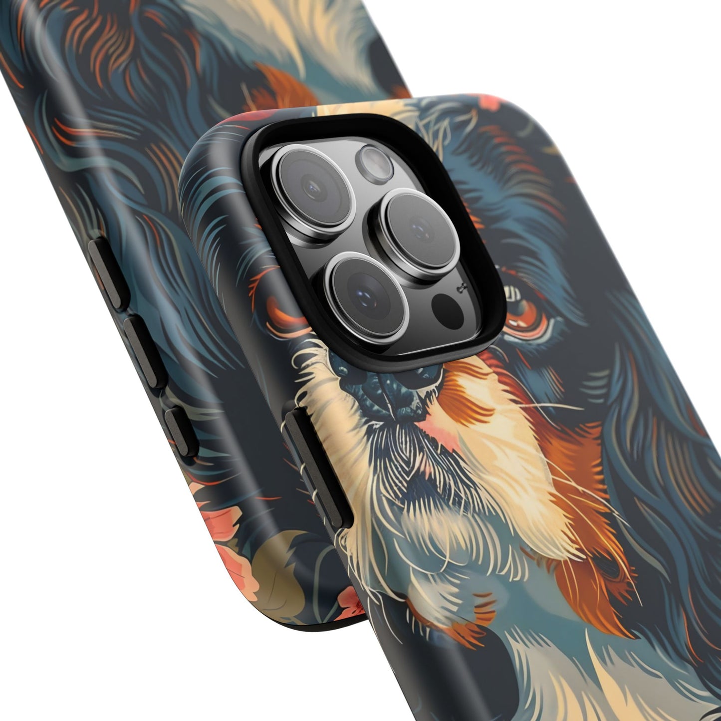 Cavalier King Charles Spaniel Phone Case, Floral Dog Lover Gift, Tough Phone Cover, Pet Owner Accessory, Unique Dog Design