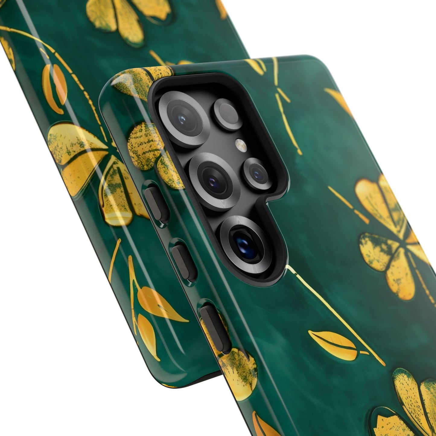 Floral Phone Case with Gold Accents, Tough Phone Cover, Stylish Phone Protector, Unique Gift for Her, Nature Lover Accessory