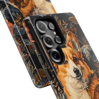 Corgi Floral Phone Case - Tough Cases for Dog Lovers, Cute Pet Accessories, Gift for Dog Owners, Floral Design, Personalized Tech Cover