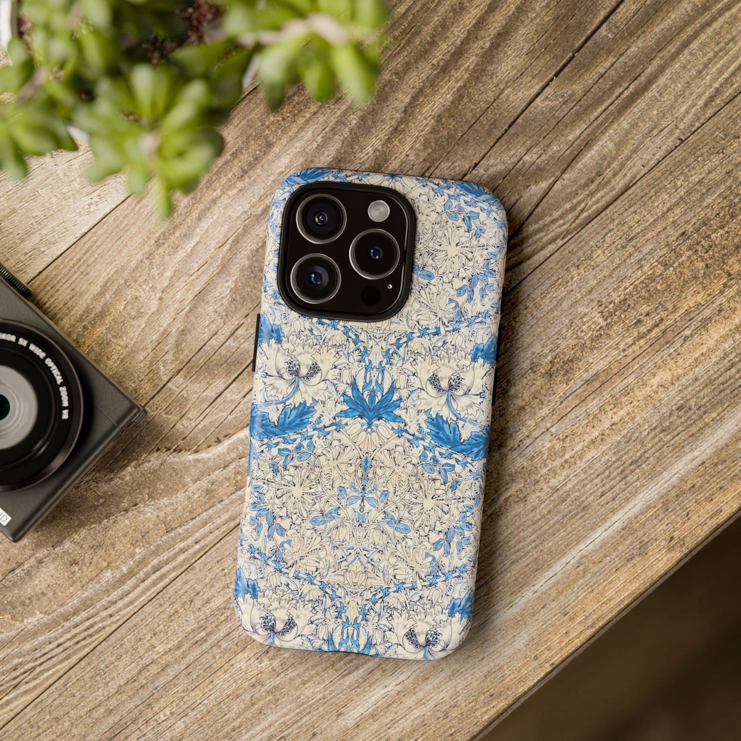 Elegant Floral Phone Case, Tough iPhone Cover, Stylish Mobile Protector, Blue Patterned Case, Unique Gift for Her