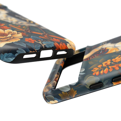 Tough Cases: Floral Bird Phone Case, Vintage Style Cover, Nature Lover Gift, Botanical Design, Spring Inspire Fashion