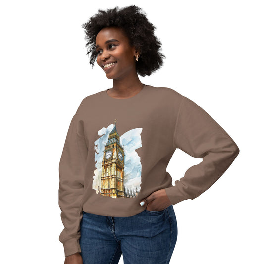 Unisex Lightweight Crewneck Sweatshirt - Echoes of Time - London’s Big Ben