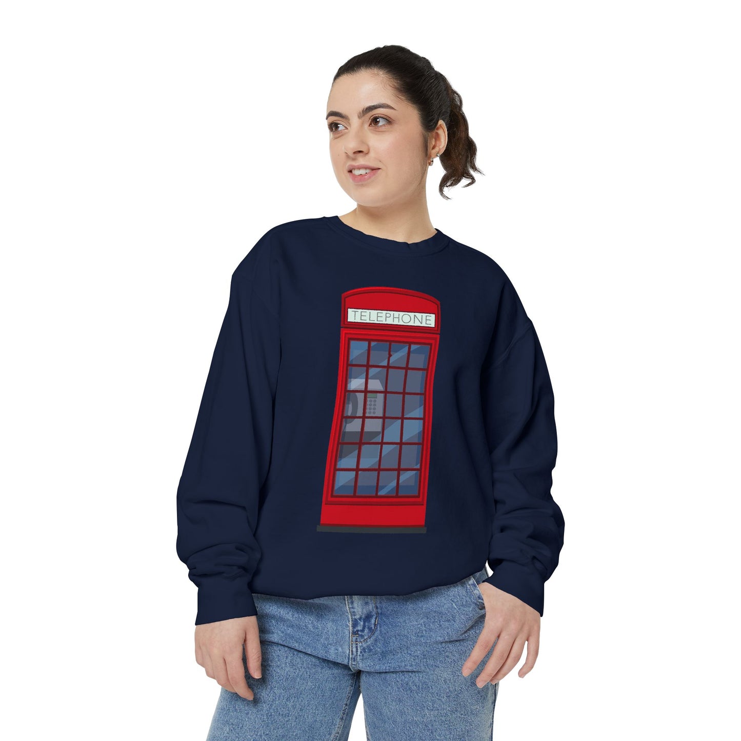 Unisex Garment-Dyed Sweatshirt - Iconic British Public Telephone