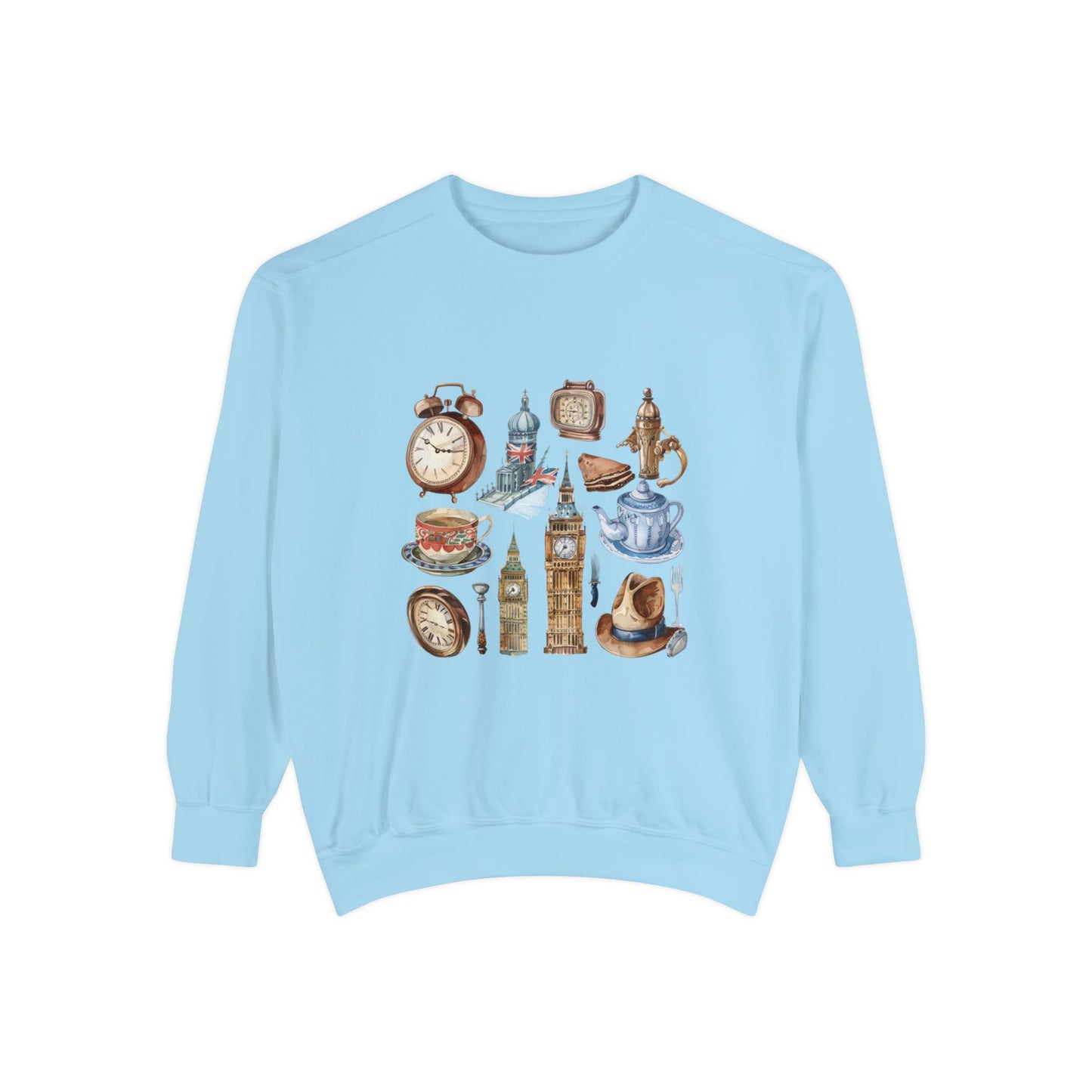 Unisex Garment-Dyed Sweatshirt - Vintage England Icons