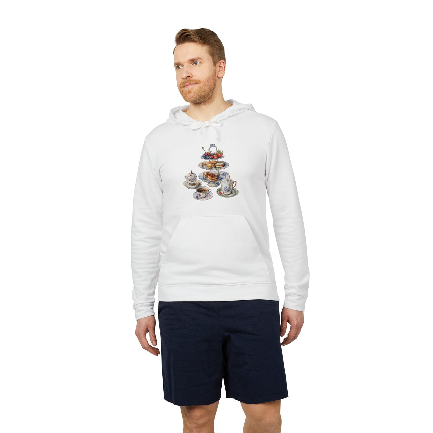 adidas Unisex Fleece Hoodie - Regal Mornings: A British Royal Breakfast Spread