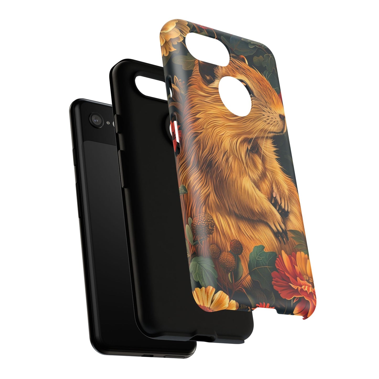 Cute Animal Phone Case, Floral Design Tough Cases for Nature Lovers, Gifts for Her, Customizable Mobile Accessory, Pet Lover Phone Cover
