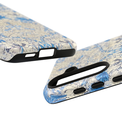 Elegant Floral Phone Case, Tough iPhone Cover, Stylish Mobile Protector, Blue Patterned Case, Unique Gift for Her