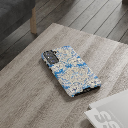 Elegant Floral Phone Case, Tough iPhone Cover, Stylish Mobile Protector, Blue Patterned Case, Unique Gift for Her