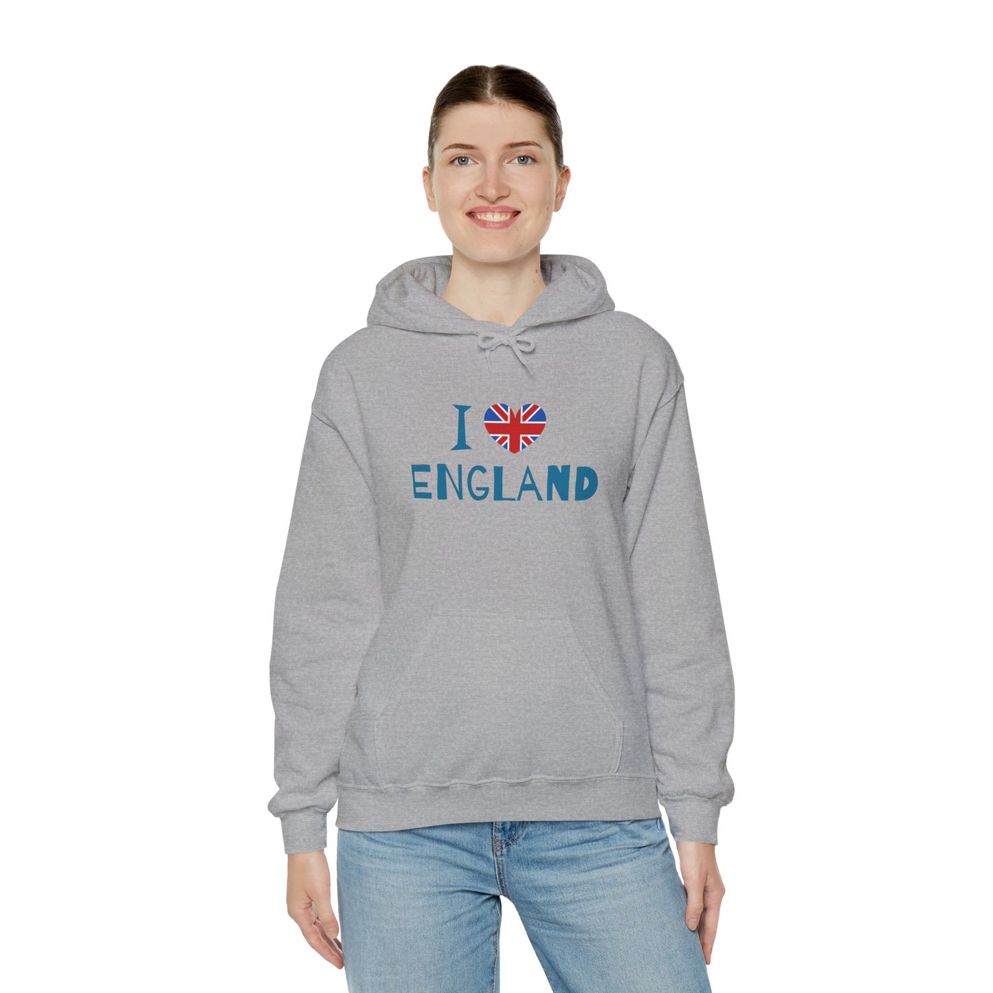 Unisex Heavy Blend™ Hooded Sweatshirt - I Love England - Union Jack Heart Design
