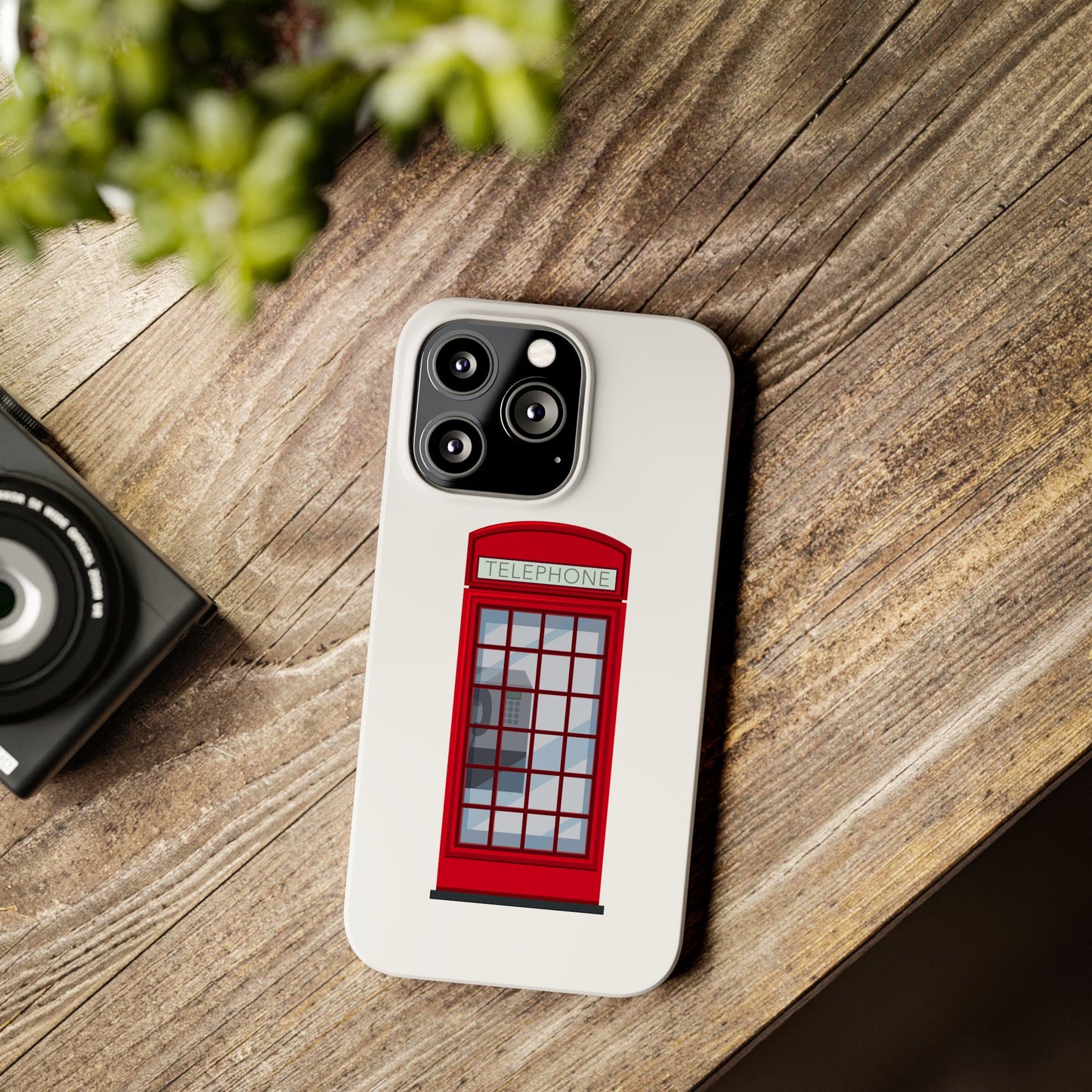British Phone Booth Slim Phone Cases, Retro Phone Case for Travelers, Cool Cellphone Accessory, Gift for Brits, London Theme Tech Gear