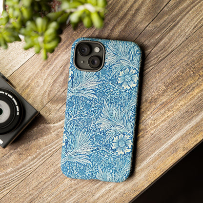 Stylish Phone Case, Tough Floral Phone Cover, Fashionable Tech Accessory, Gift for Her, Blue Flower Design