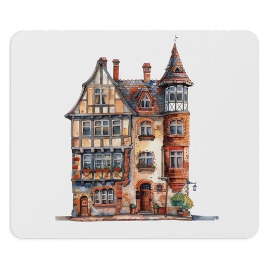 Charming Vintage House Mouse Pad, Artistic Desk Accessory, Gift for Home Office, Unique Computer Mat, Eco-Friendly Mousepad