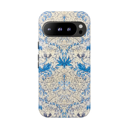 Elegant Floral Phone Case, Tough iPhone Cover, Stylish Mobile Protector, Blue Patterned Case, Unique Gift for Her