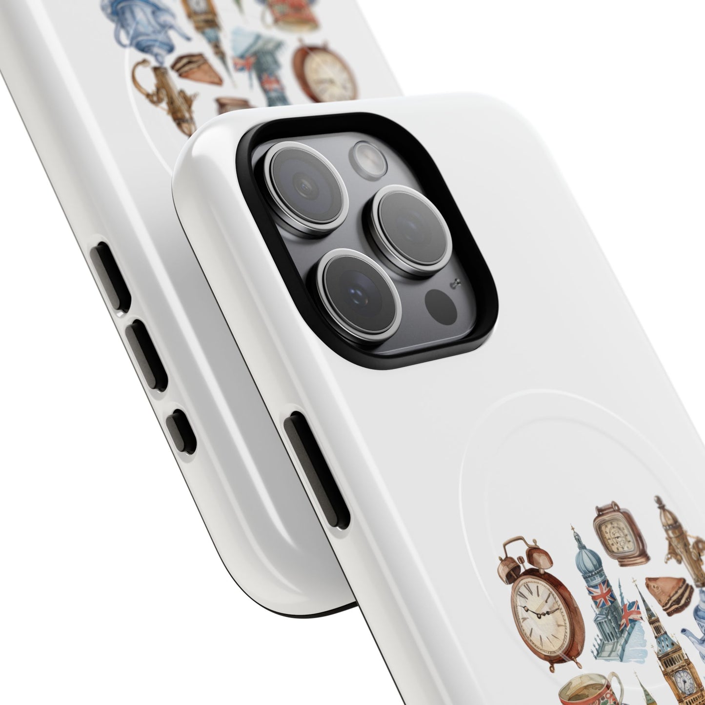 Tough Magnetic Phone Case with Vintage Clock Design, Durable Tech Accessories for Gift, Daily Use, Unique Style