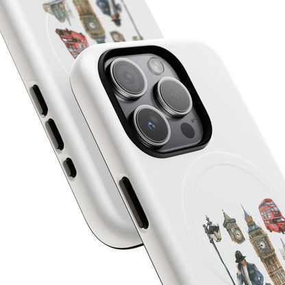 London-Themed Tough Magnetic Phone Case, Durable iPhone Cover, Gift for Travelers, Unique Cell Phone Accessories