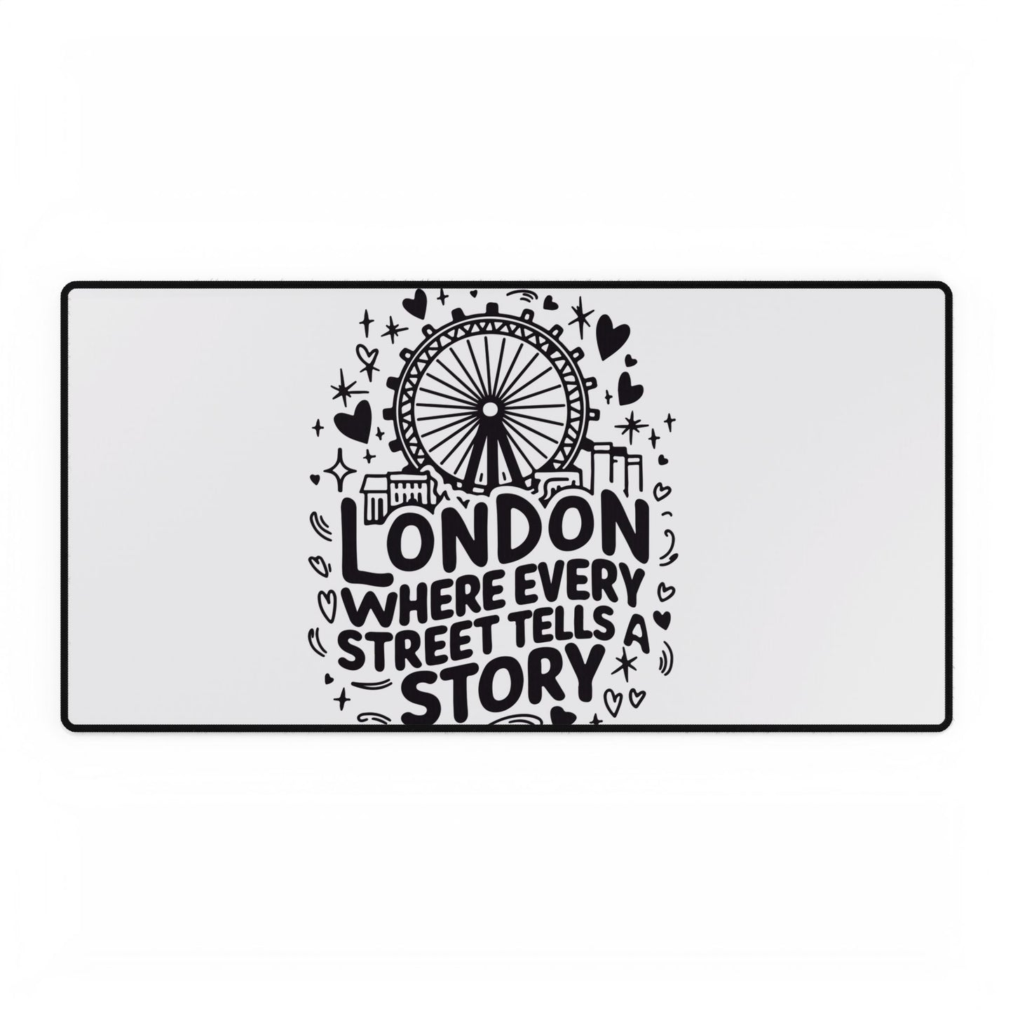 London Story Desk Mat - Inspirational Office Decor, Gift for Travelers, Custom Mouse Pad, Desk Accessories, Unique Home Office