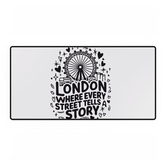 London Story Desk Mat - Inspirational Office Decor, Gift for Travelers, Custom Mouse Pad, Desk Accessories, Unique Home Office