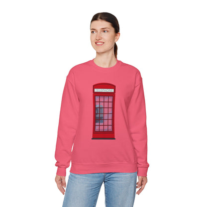 Unisex Heavy Blend™ Crewneck Sweatshirt - Iconic British Public Telephone - Classic Red Phone Box Design