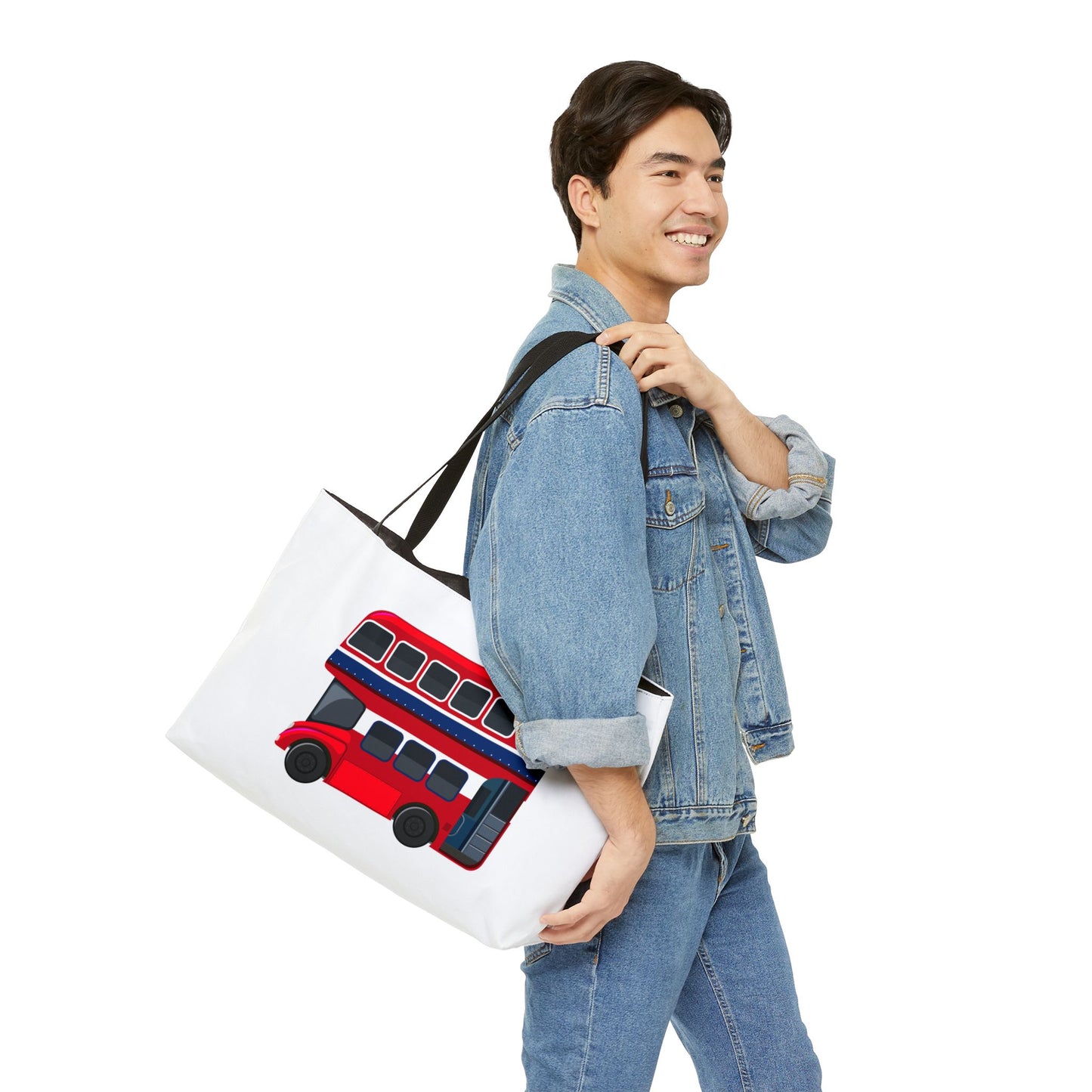 London Bus Weekender Tote Bag, Travel Bag, Summer Tote, Beach Bag, Shopping Bag, Gift for Travelers, Fun Design