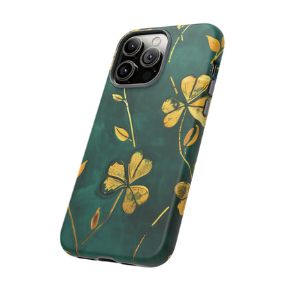 Floral Phone Case with Gold Accents, Tough Phone Cover, Stylish Phone Protector, Unique Gift for Her, Nature Lover Accessory