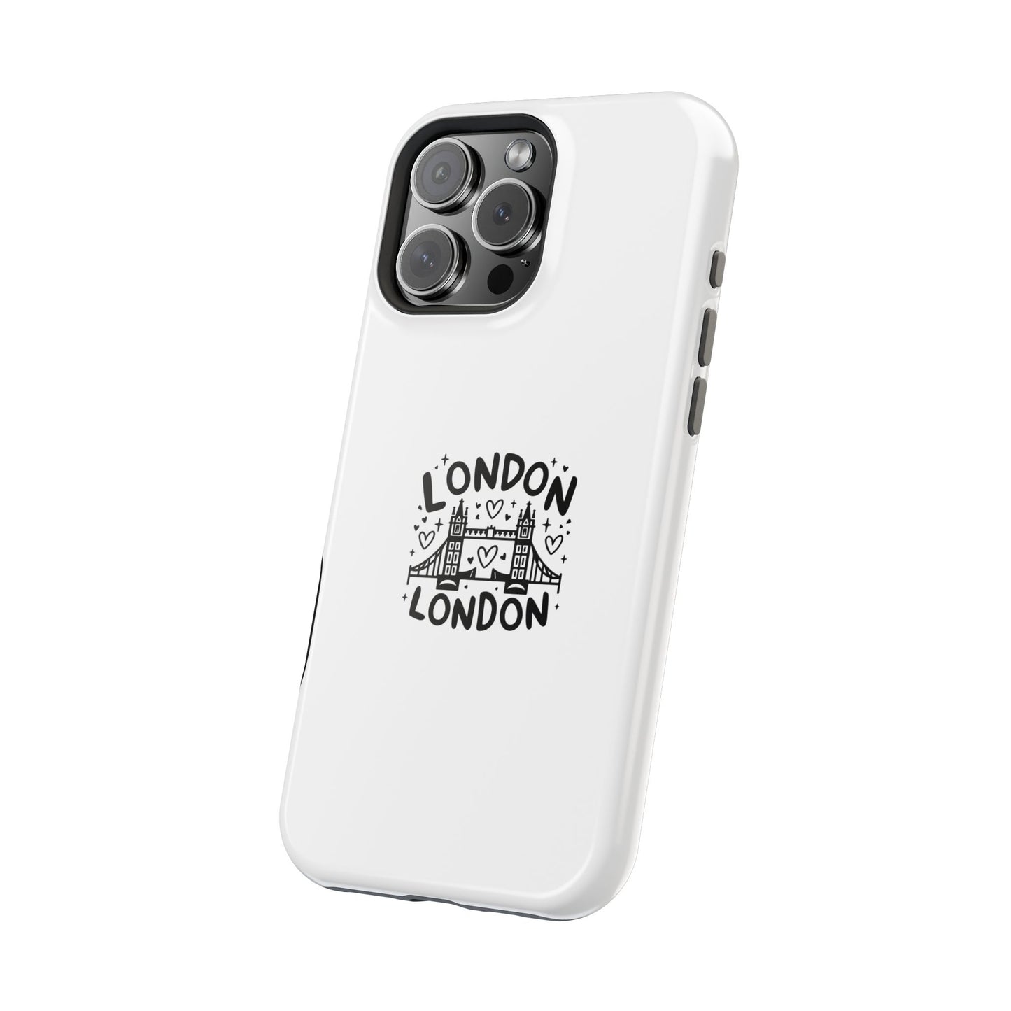 London Love Magnetic Tough Case, Personalized Phone Case, Unique London Design, Gift for Travelers, Cute London Souvenir