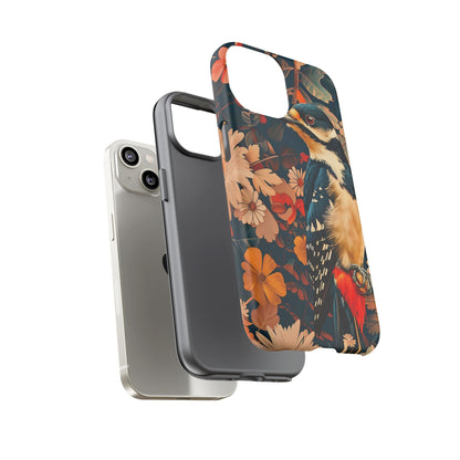 Artistic Bird Phone Case, Unique Tough Cases for Nature Lovers, Floral Design, Cute Gift, Customized Phone Accessories