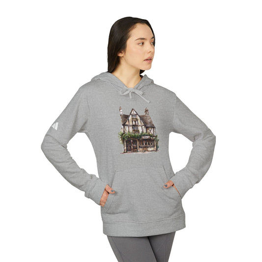 adidas Unisex Fleece Hoodie - British Historic House - Classic Architectural Elegance