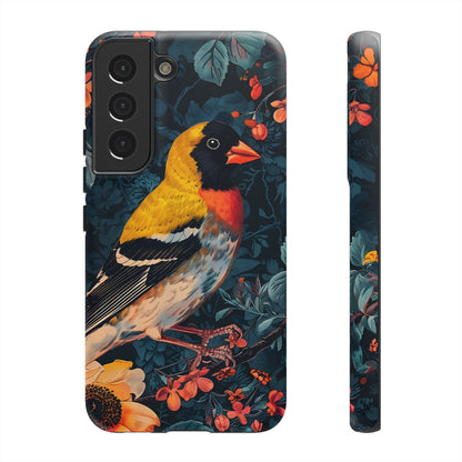 Colorful Bird Phone Case, Floral Phone Cover, Tough Phone Protector, Nature Lover Gift, Botanical Case, Unique Mobile Accessory