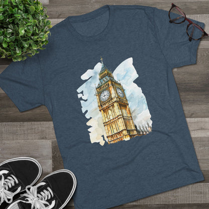 Iconic Big Ben Clock Tower Soft  Unisex Tri-Blend Crew Tee