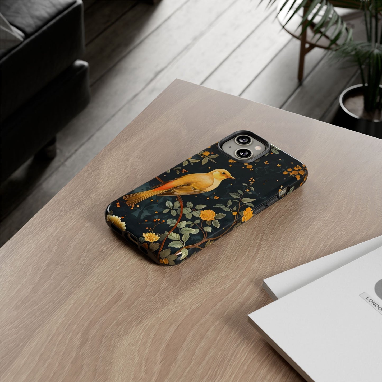 Floral Phone Case, Tough Cases with Bird Design, Nature Lover Gift, Stylish Protection, Birthday Present, Floral Phone Cover