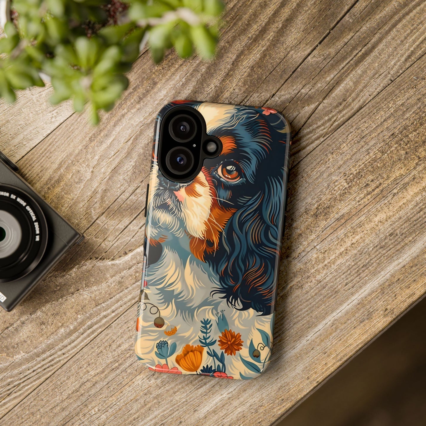 Cavalier King Charles Spaniel Phone Case, Floral Dog Lover Gift, Tough Phone Cover, Pet Owner Accessory, Unique Dog Design
