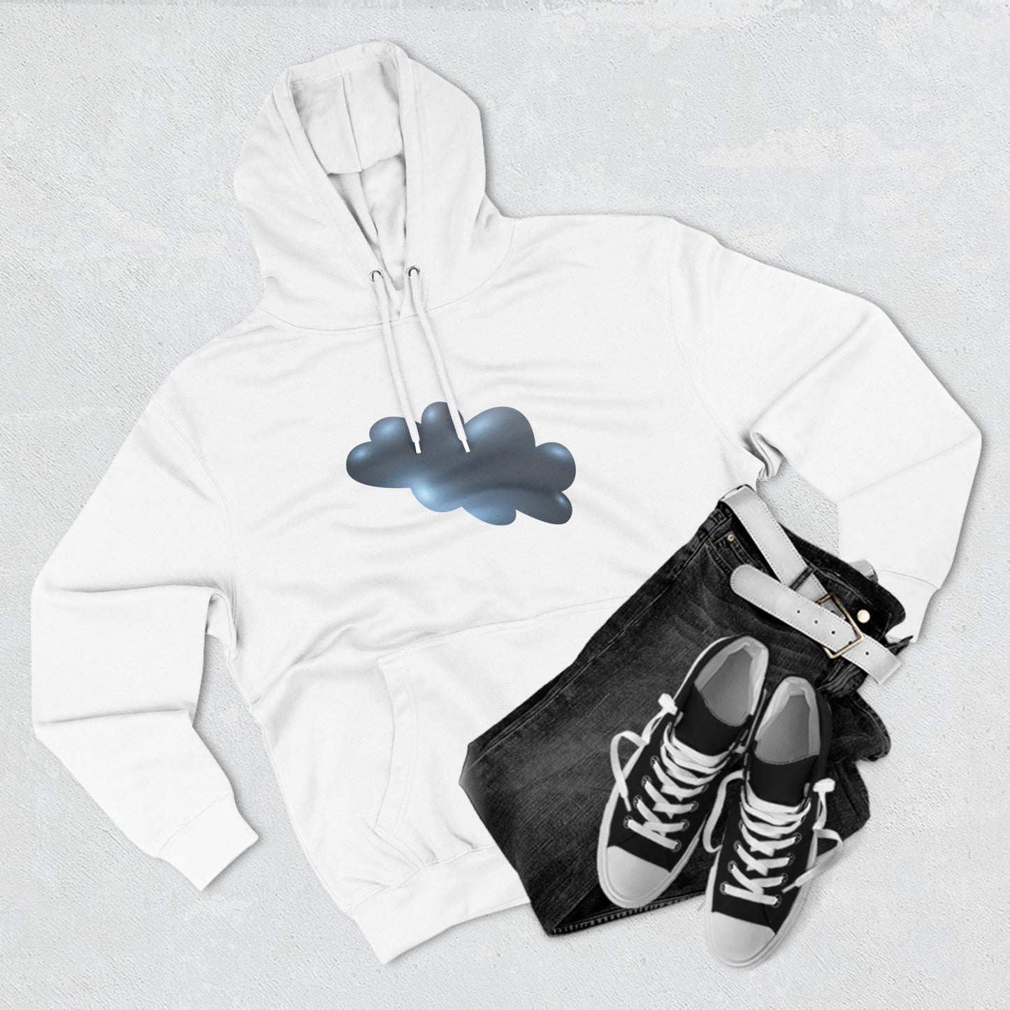 Three-Panel Fleece Hoodie - Serene Cloudscape - Dreamy Cloud Design