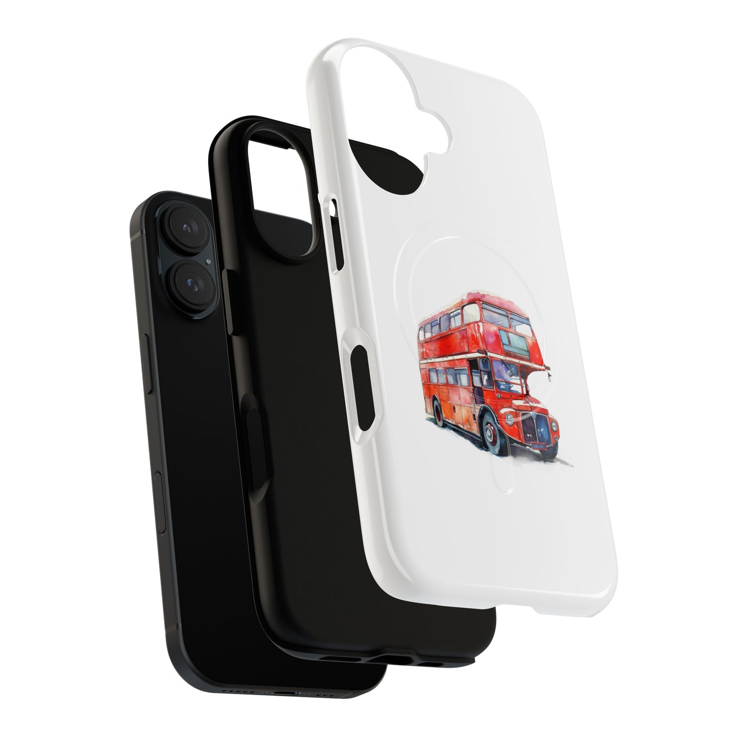 Vintage Double-Decker Bus Phone Case, Tough Magnetic Cases, Unique Mobile Cover, Gifts for Travelers, London-Themed Accessories