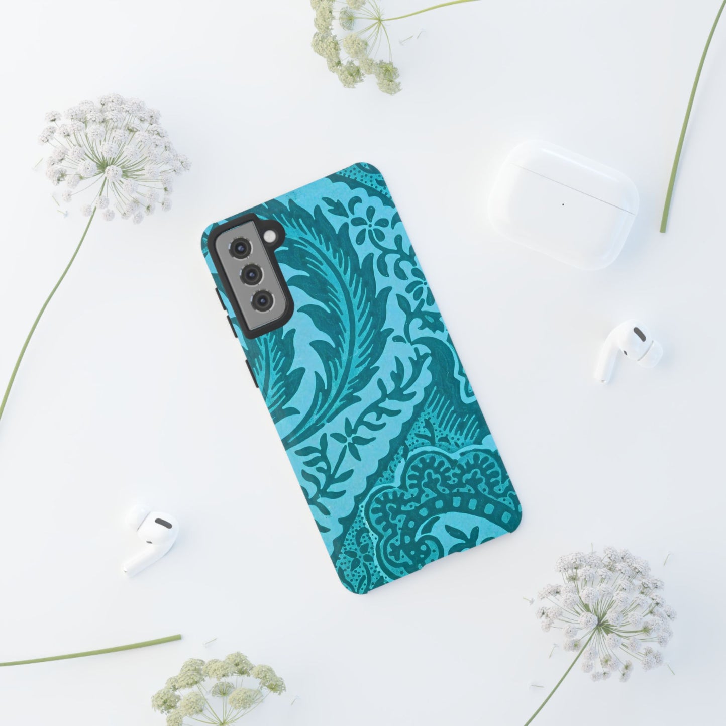 Protective Phone Case with Elegant Teal Design, Tough Cases, Floral Phone Cover, Stylish Smartphone Protection, Gifts for Her, Trendy [...]