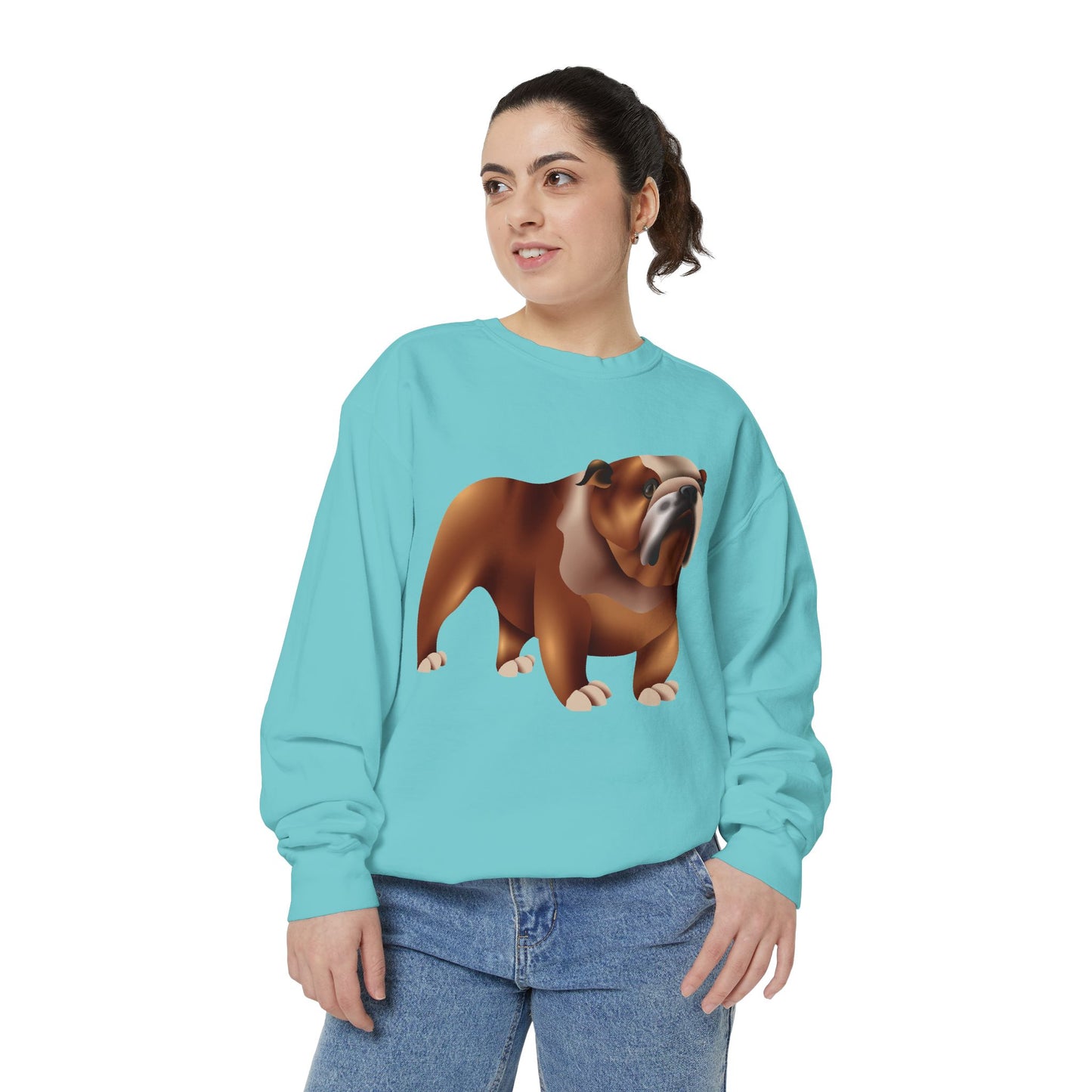 Unisex Garment-Dyed Sweatshirt - Adorable British Dog