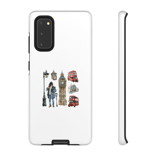 London-Themed Tough Phone Case with Iconic Red Buses