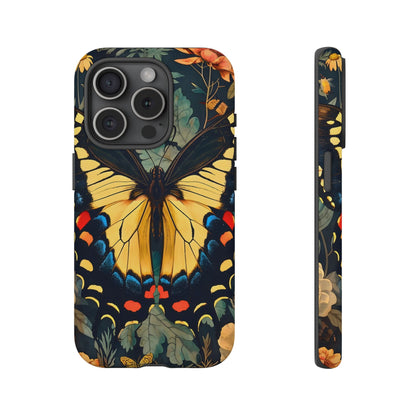 Butterfly Floral Phone Case, Art-inspire Tough Case, Gift for Nature Lovers, Butterfly Pattern Cover, Eco-Friendly Mobile Accessory
