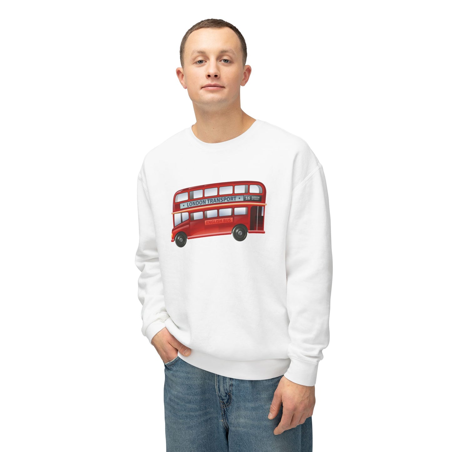 Unisex Lightweight Crewneck Sweatshirt - British English Bus
