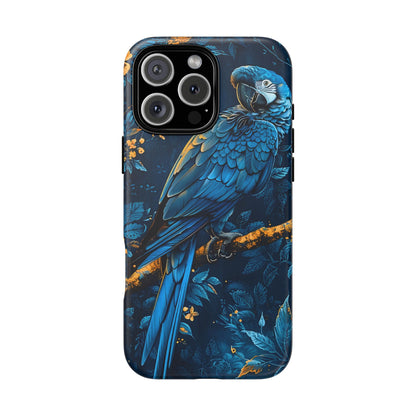 Tough Cases - Vibrant Blue Parrot Phone Case, Tropical Bird Phone Cover, Nature Lover Gift, Eco-Friendly Accessories, Unique Wildlife Decor