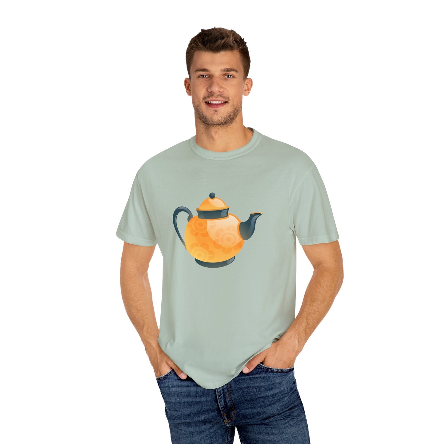 Unisex Garment-Dyed T-shirt - British Tea Kettle - Timeless Elegance in Tea Time