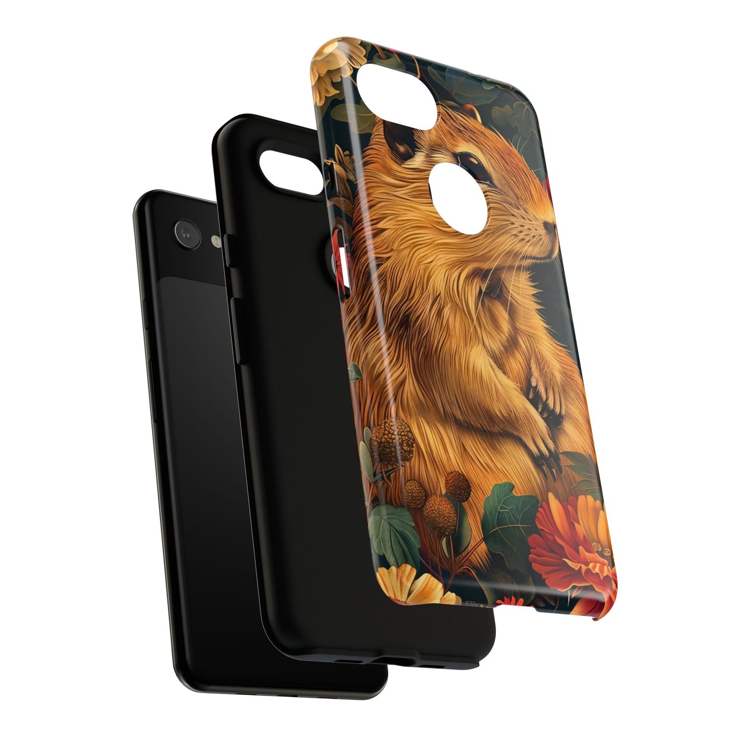 Cute Animal Phone Case, Floral Design Tough Cases for Nature Lovers, Gifts for Her, Customizable Mobile Accessory, Pet Lover Phone Cover