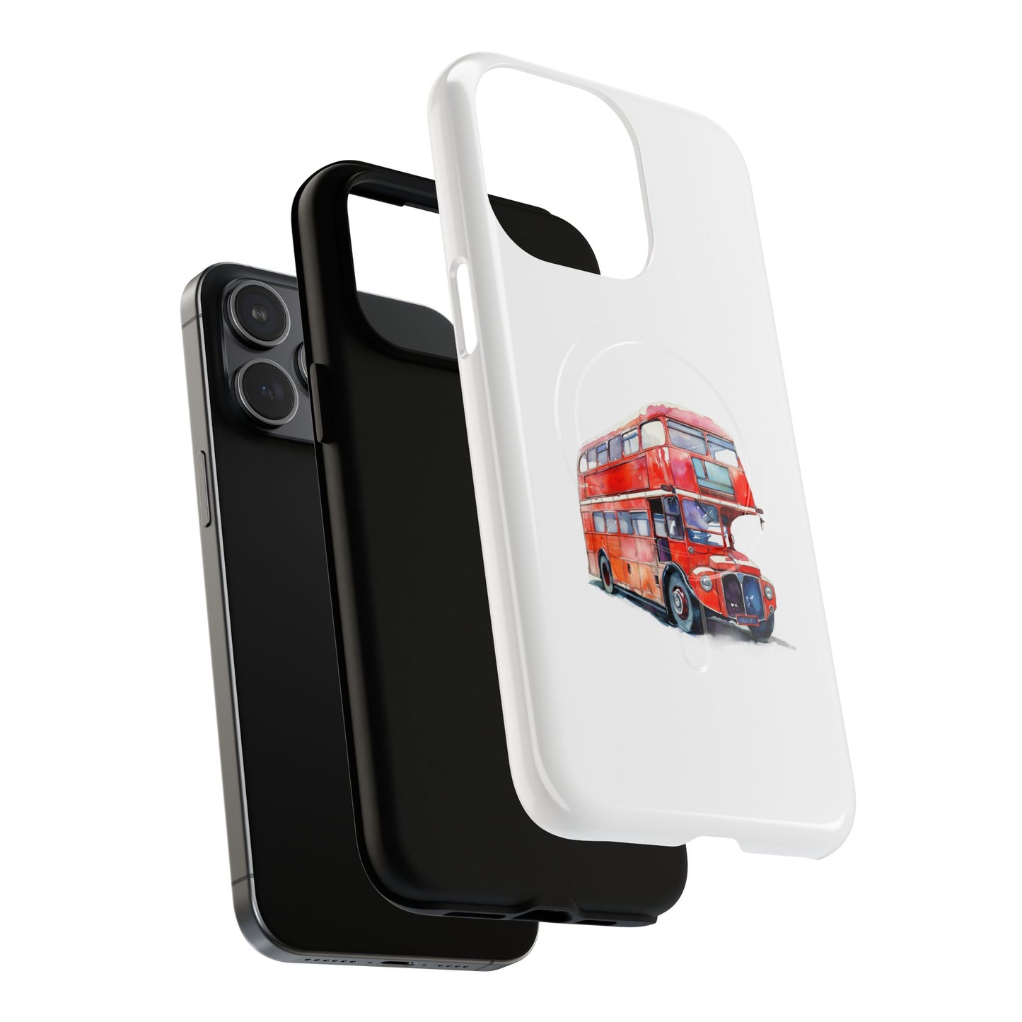 Vintage Double-Decker Bus Phone Case, Tough Magnetic Cases, Unique Mobile Cover, Gifts for Travelers, London-Themed Accessories
