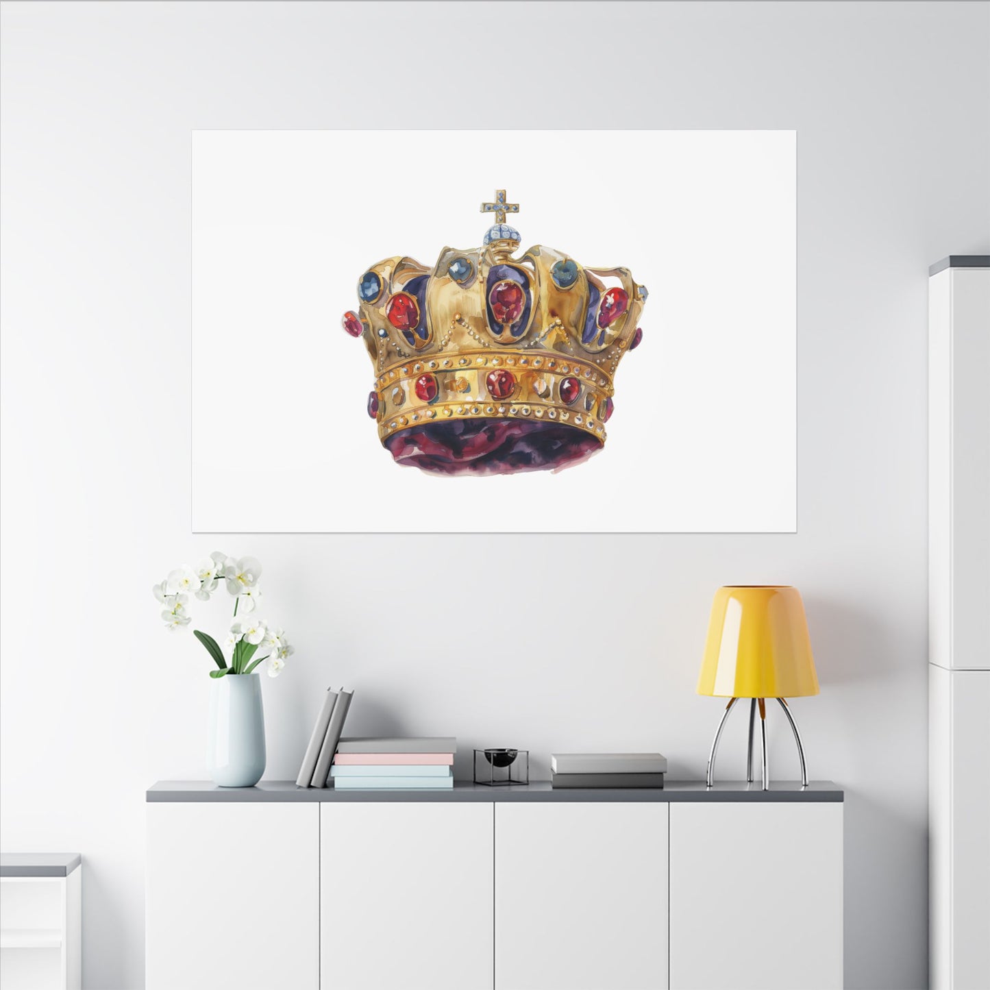 Crown Art Print, Royal Wall Decor, Matched for Home or Office, Gift for Art Lovers, Unique Royalty Artwork