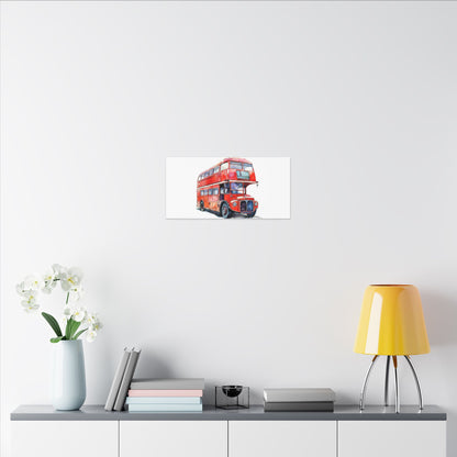 London Red Double-Decker Bus Art Canvas Print, Wall Decor for Travel Lovers, Home Office Gift, Unique Artwork for All Occasions