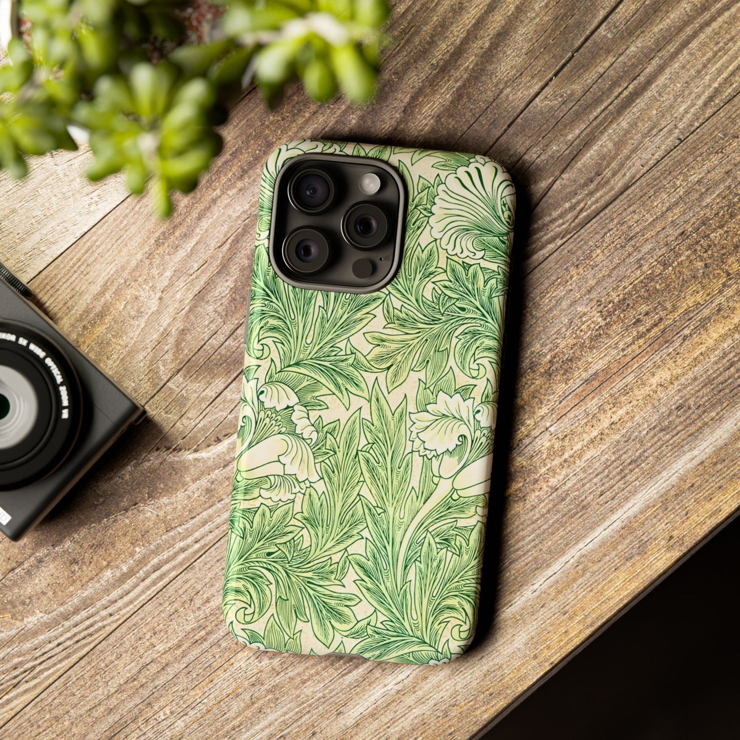 Green Floral Phone Case, Botanical iPhone Cover, Tough Phone Shell, Nature-inspired Gift, Eco-friendly Tech Accessory
