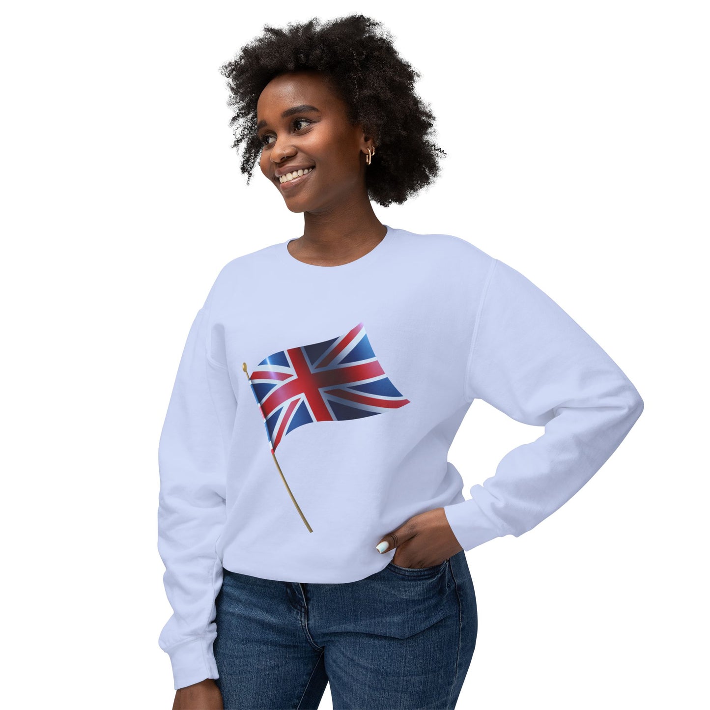 Unisex Lightweight Crewneck Sweatshirt - Classic UK Flag Design - Union Jack Symbol