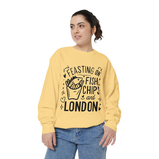 Unisex Garment-Dyed Sweatshirt - Fish Chips and London