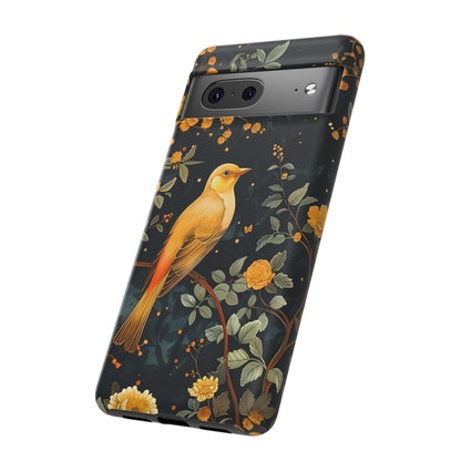 Floral Phone Case, Tough Cases with Bird Design, Nature Lover Gift, Stylish Protection, Birthday Present, Floral Phone Cover